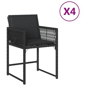 vidaXL Gartenst&uuml;hle mit Kissen 4 Stk. Schwarz Poly Rattan