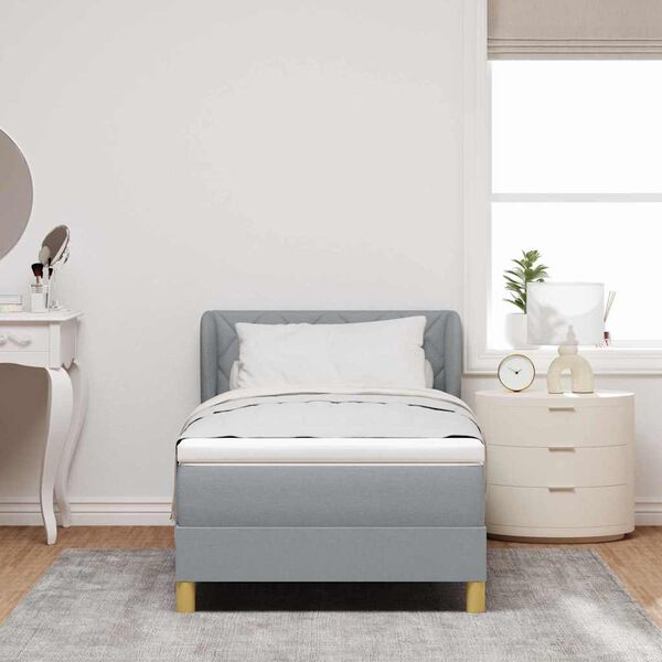 vidaXL Boxspringbett mit Matratze Hellgrau 100 x 200 cm Stoff