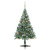vidaXL K&uuml;nstlicher Weihnachtsbaum mit Beleuchtung Kugeln Zapfen 150 cm