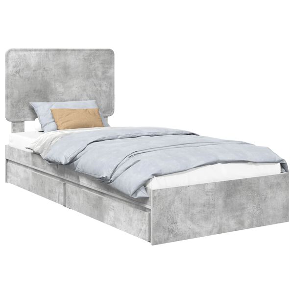 vidaXL Aufbewahrungsbett Beton Grau 75 x 190 cm Holzwerkstoff