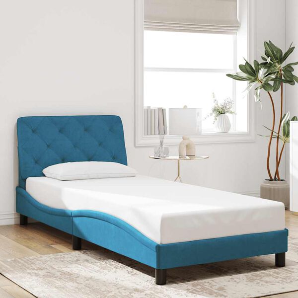vidaXL Bettgestell ohne Matratze Blau 90x190 cm Samt