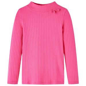 vidaXL Kinder-Langarmshirt Rippstrick Knallrosa 92