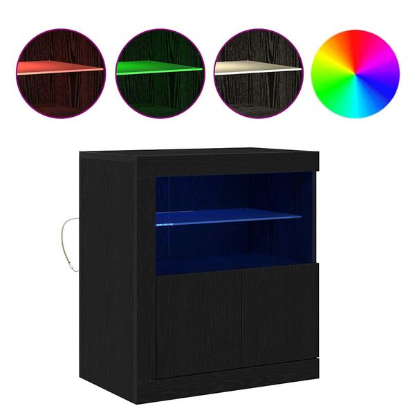 vidaXL LED-Sideboard Schwarz 60,5 x 37 x 67 cm Holzwerkstoff
