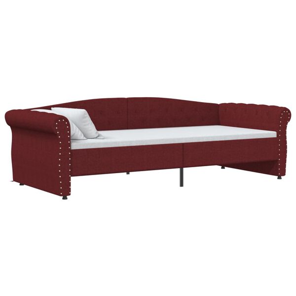 vidaXL Tagesbett USB Weinrot Stoff 90x200 cm
