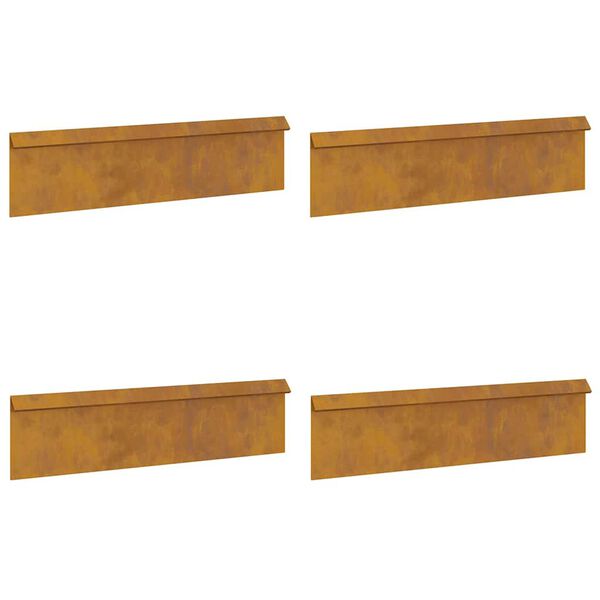 vidaXL Schneckenzaun 4 pcs Rostig 100 x 3,5 x 25 cm Wetterfeststahl