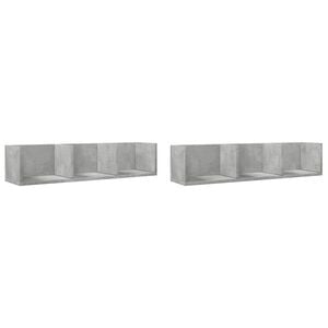 vidaXL Wandschr&auml;nke 2 Stk. Betongrau 75x18x16,5 cm Holzwerkstoff