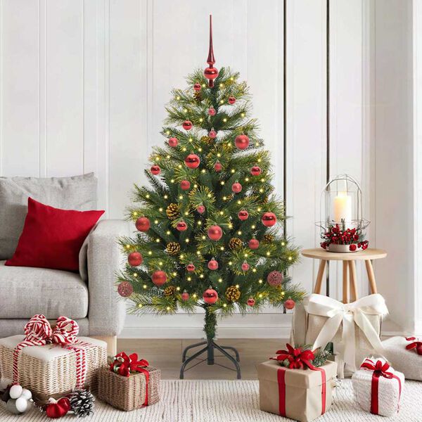 vidaXL K&uuml;nstlicher klappbarer Weihnachtsbaum mit Tannenzapfen 150 cm