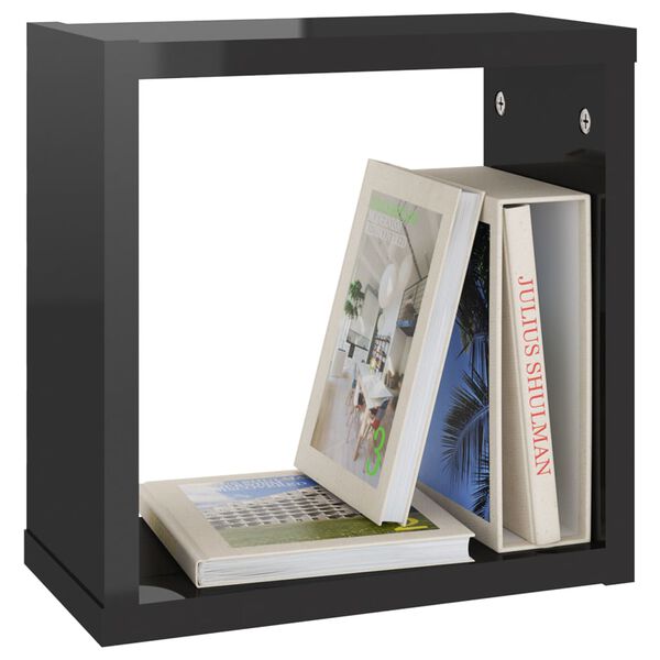 vidaXL W&uuml;rfelregale 4 Stk. Hochglanz-Schwarz 30x15x30 cm