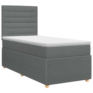 vidaXL Boxspringbett mit Matratze Dunkelgrau 80 x 200 cm Stoff