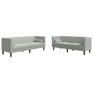 vidaXL Wohnzimmer Couch 2 stk. Hellgrau Samt