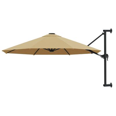 vidaXL Sonnenschirm zur Wandmontage mit Metall-Mast 300 cm Taupe