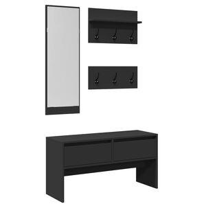 vidaXL 4-tlg. Garderoben-Set Schwarz Holzwerkstoff
