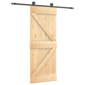 vidaXL Schiebet&uuml;r Nat&uuml;rlich und Schwarz 85 x 210 cm Massivkiefer