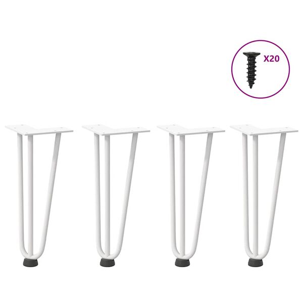vidaXL Haarnadelbeine f&uuml;r Couchtisch 4 Stk. Wei&szlig; 30 cm Massivstahl