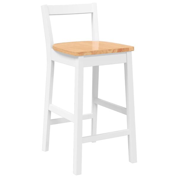 vidaXL Barhocker 2 Stk. Weiß Massivholz Gummibaum