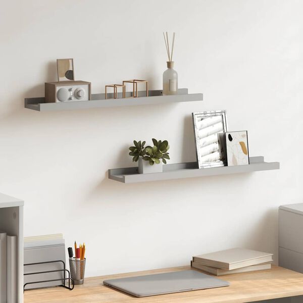 vidaXL Bilderleisten 2 Stk. Grau 60x9x3 cm MDF