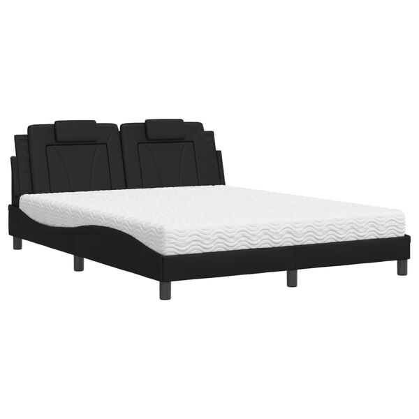 vidaXL Bett "Viana" mit Matratze Schwarz 160x200 cm Kunstleder