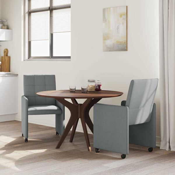 vidaXL Esszimmerst&uuml;hle mit Rollen 2 pcs Hellgrau 58 x 65 x 94 cm Stoff