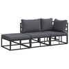 vidaXL Garten-Sofa-Set mit Kissen 3 pcs Schwarz Aluminium