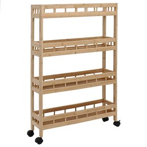 vidaXL K&uuml;chenwagen mit R&auml;dern Natur 60 x 18 x 97 cm Bambus