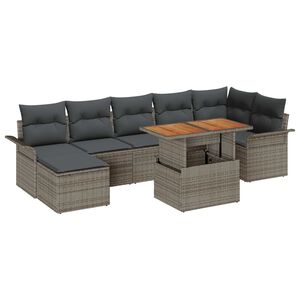 vidaXL Garten-Sofa-Set mit Speicher 8 pcs Grau Poly Rattan
