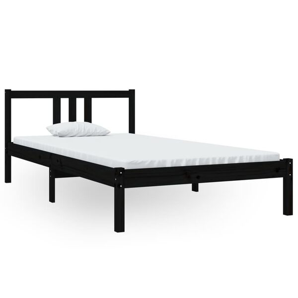 vidaXL Massivholzbett Schwarz 100x200 cm