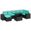 vidaXL 8-tlg. Garten-Sofagarnitur mit Kissen Grau Poly Rattan Akazie