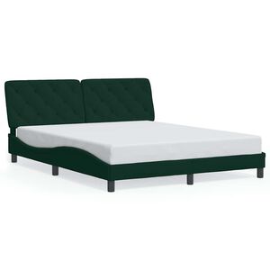 vidaXL Bettgestell ohne Matratze Dunkelgr&uuml;n 160x200 cm Samt