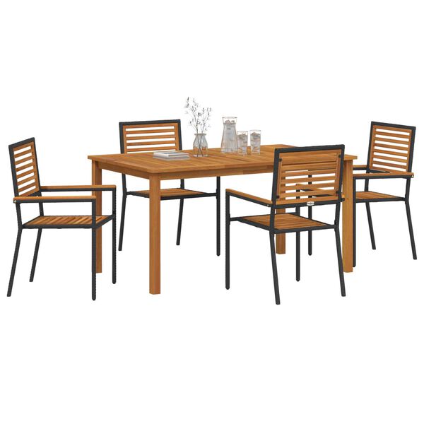 vidaXL Garten Essgruppe 5 pcs Schwarz Massivholz Akazie