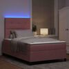 vidaXL LED Boxspringbett mit Matratze Rosa 120 x 200 cm Stoff