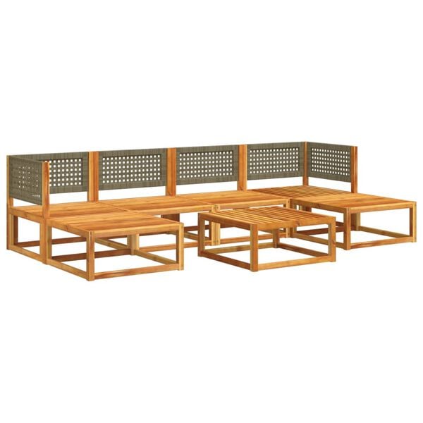 vidaXL 7-tlg. Gartensofa-Set mit Kissen Holz Akazie & Rattan