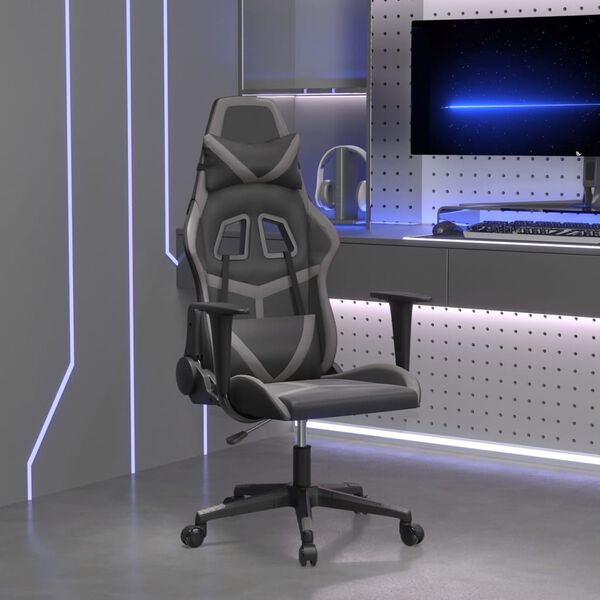 vidaXL Gaming-Stuhl Schwarz und Grau Kunstleder