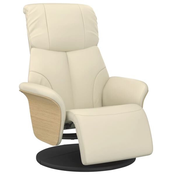 vidaXL Relaxsessel mit Fu&szlig;teil Creme Kunstleder