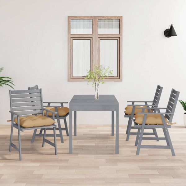 vidaXL Garten-Essst&uuml;hle mit Kissen 4 Stk. Massivholz Akazie