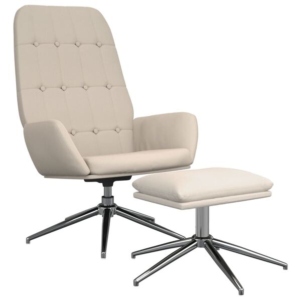vidaXL Relaxsessel mit Hocker Creme Mikrofasergewebe
