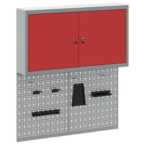 vidaXL Werkzeugschrank-Set 3 Stk. Rot Pulverbeschichteter Stahl