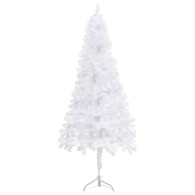 vidaXL Künstlicher Eck-Weihnachtsbaum LEDs & Kugeln Weiß 210 cm PVC