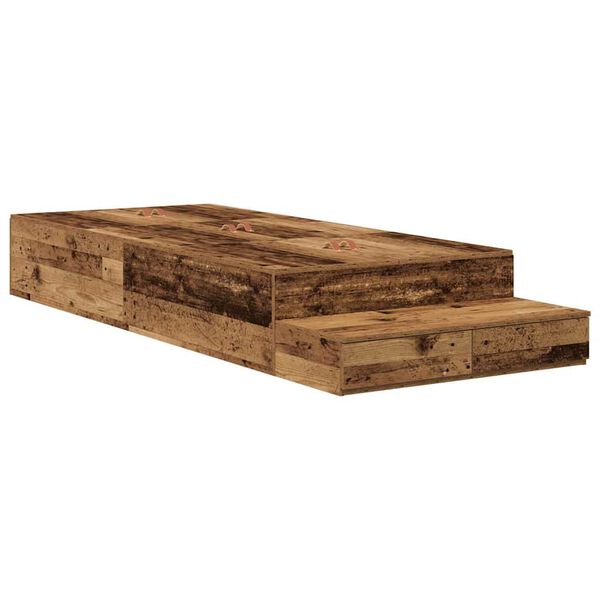 vidaXL Aufbewahrungsbettgestell Altholz 90 cm Holzwerkstoff