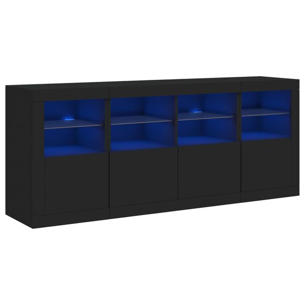 vidaXL Sideboard mit LED-Leuchten Schwarz 163x37x67 cm