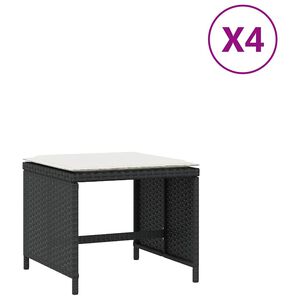 vidaXL Gartenhocker mit Kissen 4 Stk. Schwarz 41x41x36 cm Poly Rattan