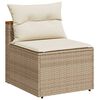 vidaXL Gartensofas ohne Armlehnen mit Kissen 2 Stk. Beige Poly Rattan