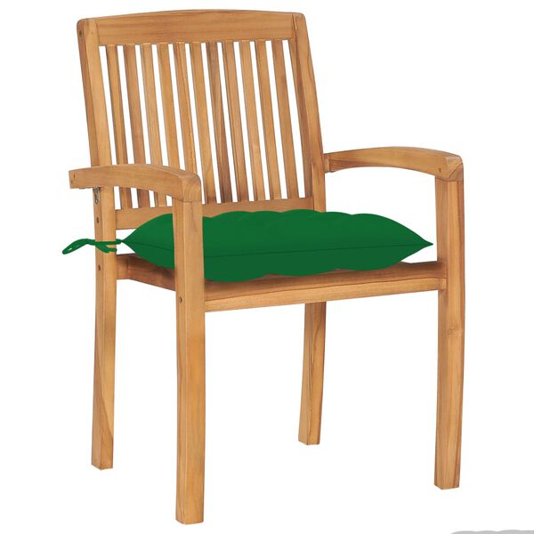 vidaXL Stapelbare Gartenst&uuml;hle mit Kissen 8 Stk. Massivholz Teak