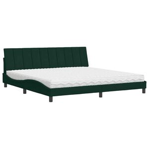 vidaXL Bett mit Matratze "Hanko" Dunkelgr&uuml;n 200x200 cm Samt