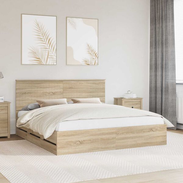 vidaXL Bettrahmen Sonoma-Eiche 180 x 200 cm Ingenieurs Holz