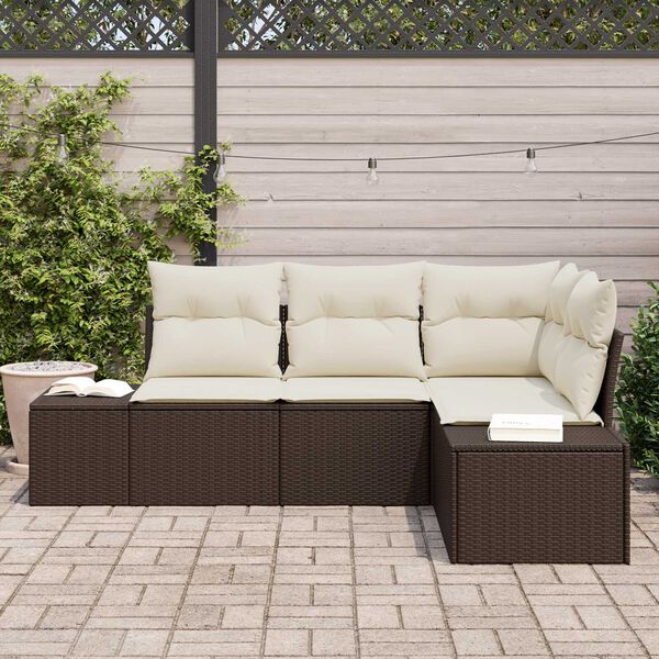 vidaXL Gartensofa-set 4 pcs Braun Poly-Rattan