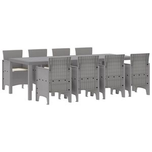 vidaXL Garten Essgruppe 9 pcs Weiß Polt Rattan