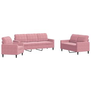 vidaXL 3-tlg. Sofagarnitur mit Kissen Rosa Samt
