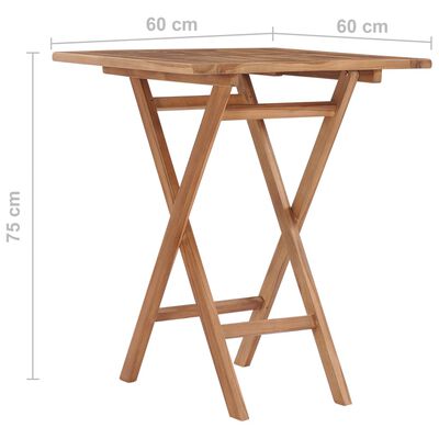 vidaXL Gartentisch Klappbar 60×60×75 cm Massivholz Teak