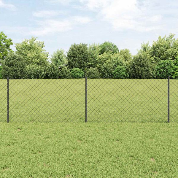 vidaXL Zaun mit Pfosten Grau 0,6 x 10 m Stahl und PVC