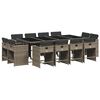 vidaXL 13-tlg. Garten-Essgruppe mit Kissen Grau Poly Rattan
